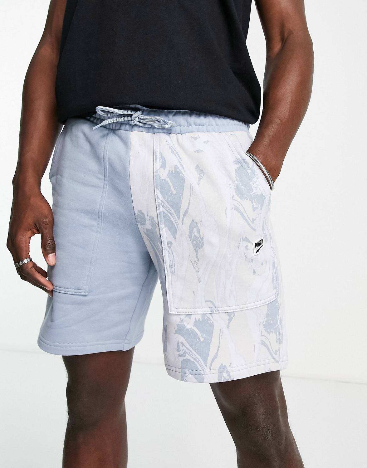 

Мужские шорты Puma Marble Print Colorblock, бело-синий