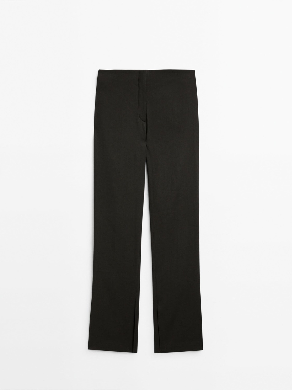 

Костюмные брюки из эластичного смесового льна Massimo Dutti, черный