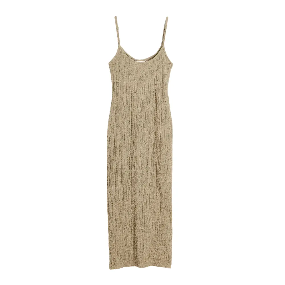 

Платье H&M Crinkled Jersey, светлый хаки