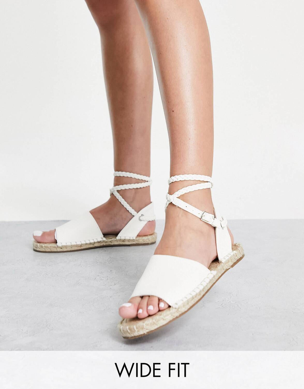 

Белые эспадрильи с завязками на шнурках ASOS DESIGN Wide Fit
