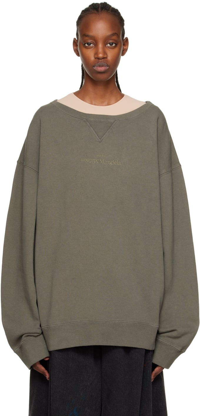 

Толстовка цвета хаки с круглым вырезом Maison Margiela
