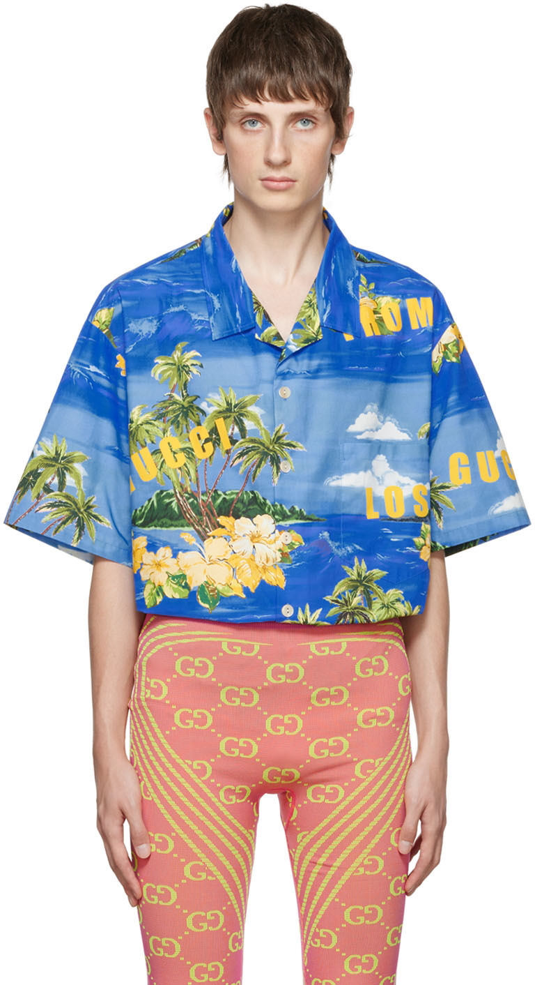 

Синяя рубашка для боулинга Gucci