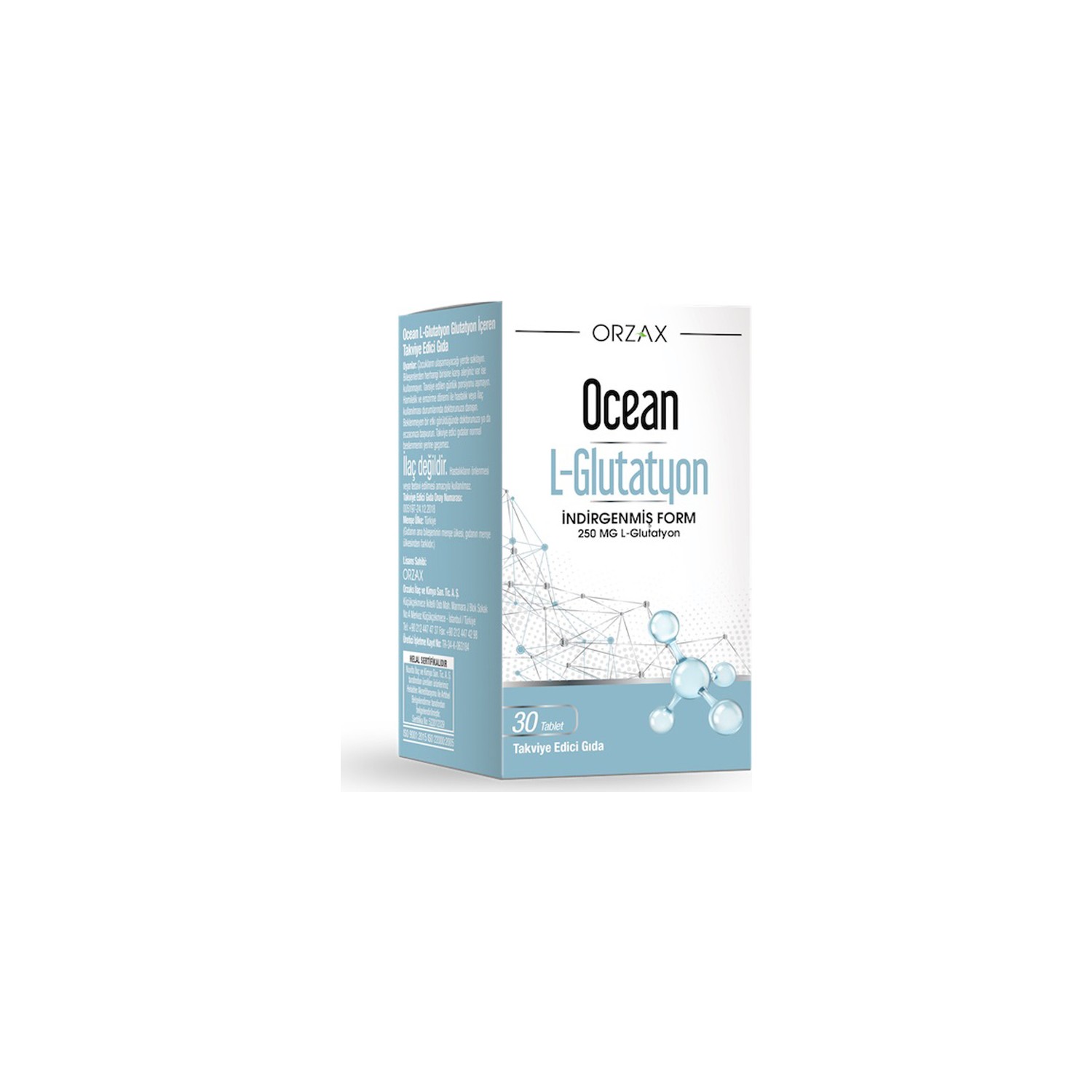 L-глутатион Orzax Ocean 250 мг, 30 таблеток пищевая добавка kal 750 мг 90 таблеток