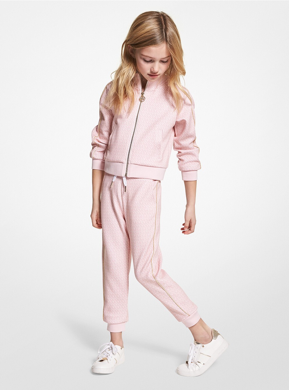 

Брюки джоггеры Michael Kors Kids Logo Stretch Viscose, светло-розовый