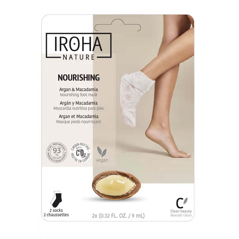 

IROHA nature Nourishing Foot Mask питательная маска для ног в виде носков Argan & Macadamia 2x9мл