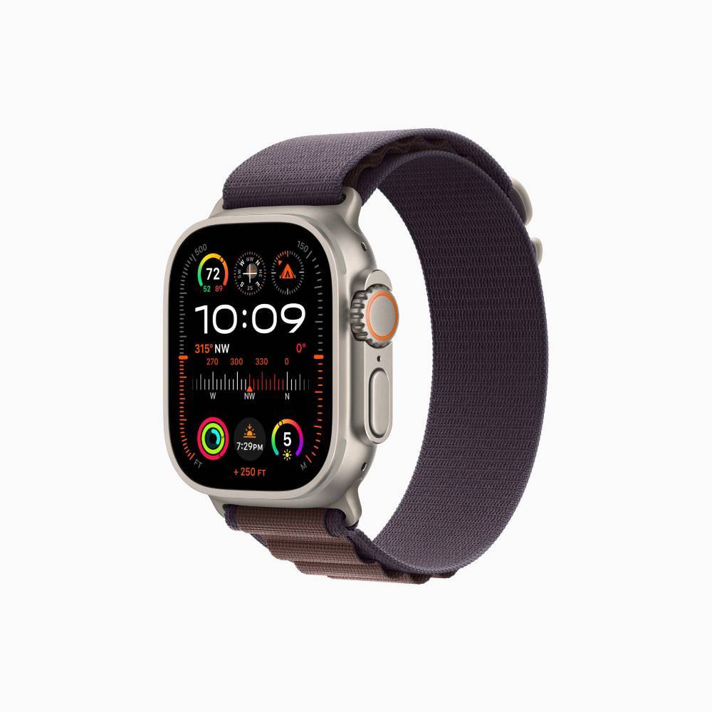 

Умные часы Apple Watch Ultra 2, 49 мм, GPS+Cellular, Titanium Case/Indigo Alpine Loop - L, Серебристый