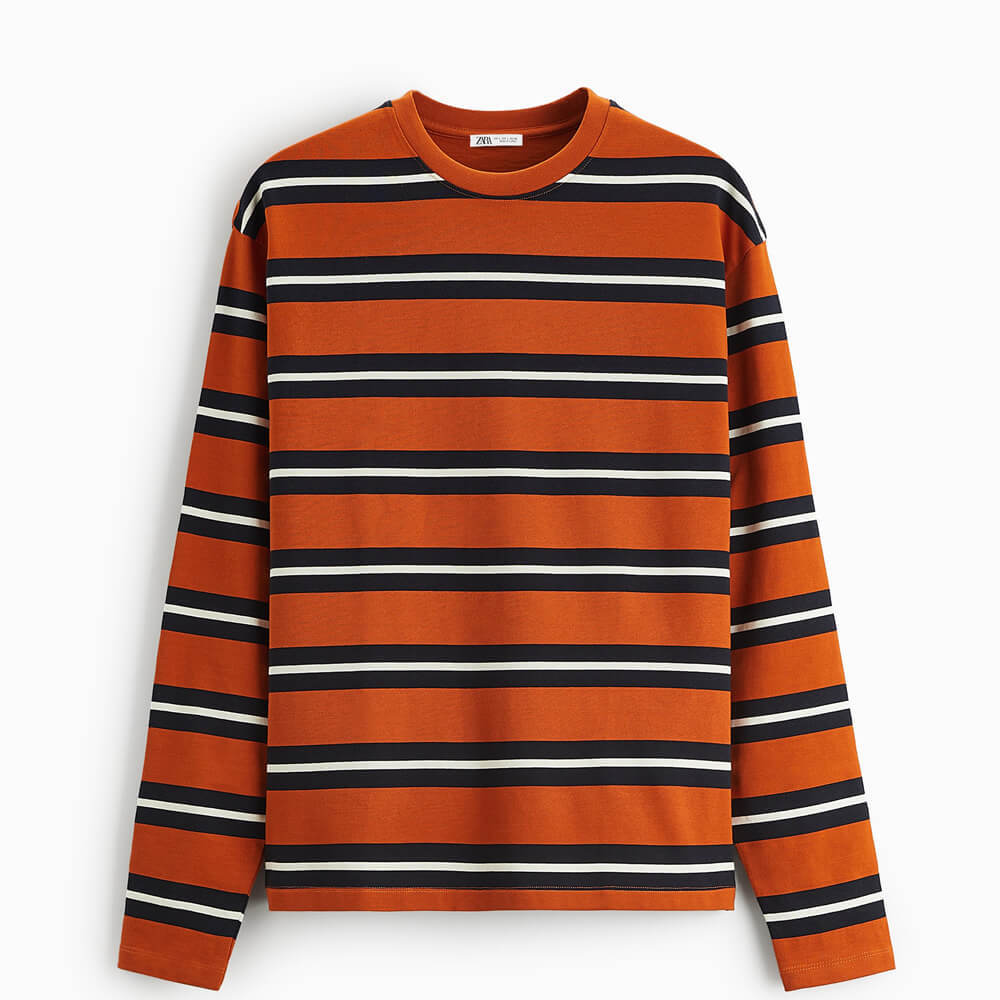 

Лонгслив Zara Striped, оранжевый