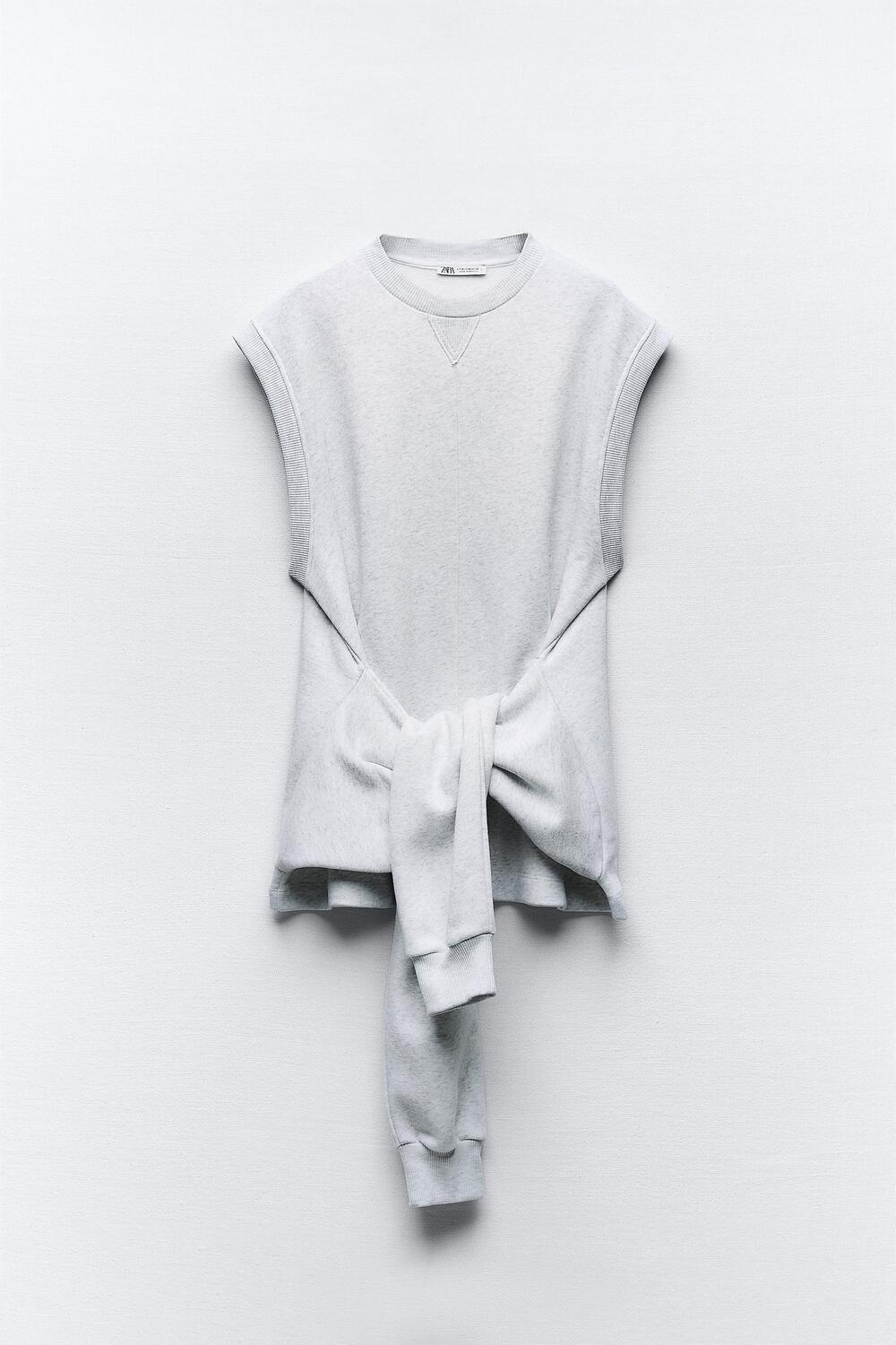 

Свитшот без рукавов Zara Knotted Plush, серый