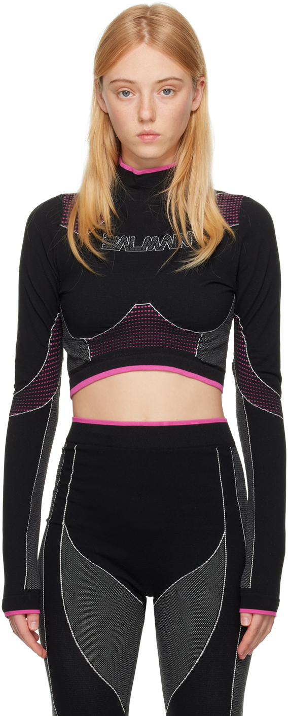 

Черно-розовая бесшовная водолазка Rossignol Edition Balmain, Черный, Черно-розовая бесшовная водолазка Rossignol Edition Balmain