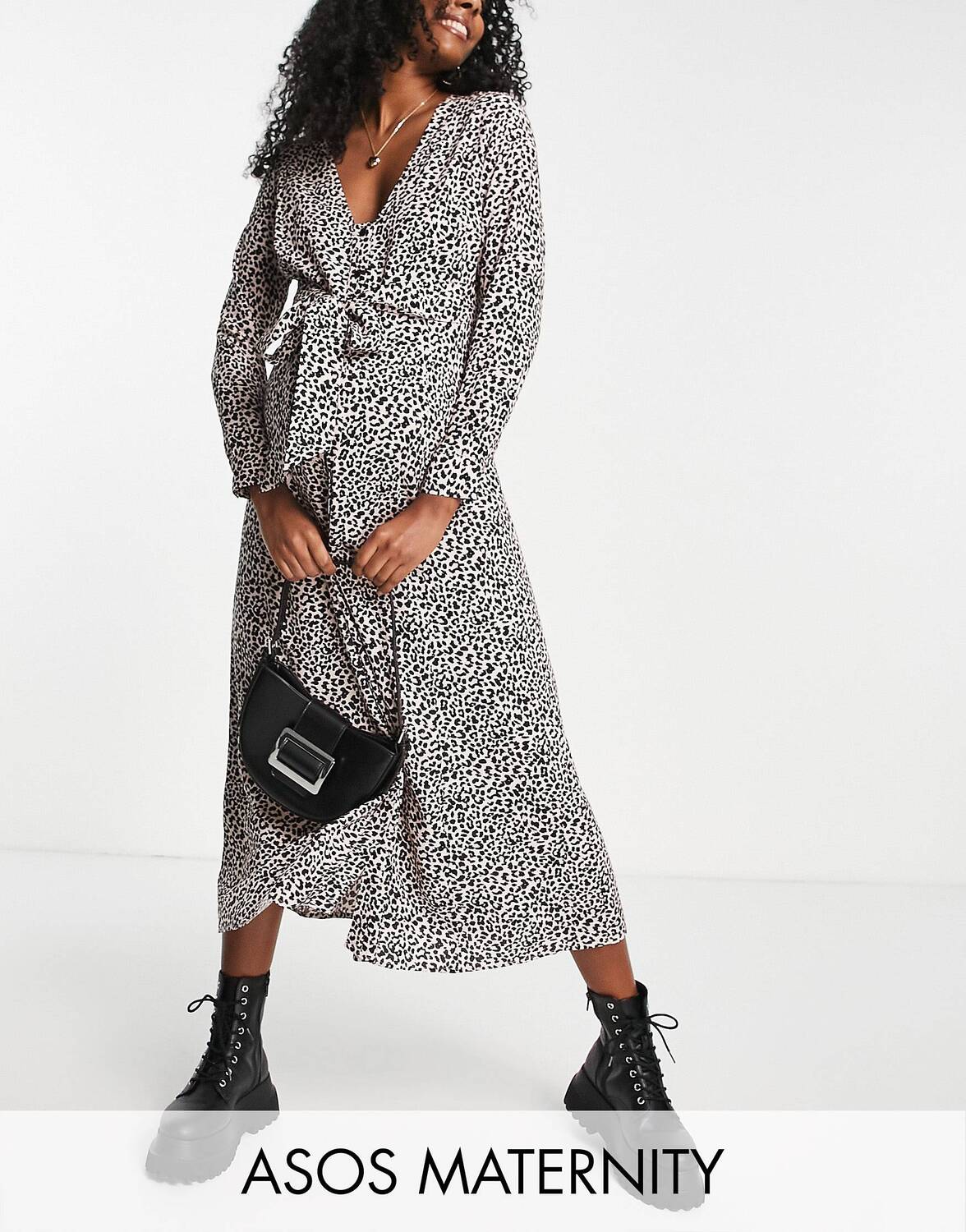 

Розовое платье миди с анималистичным принтом ASOS DESIGN Maternity Exclusive