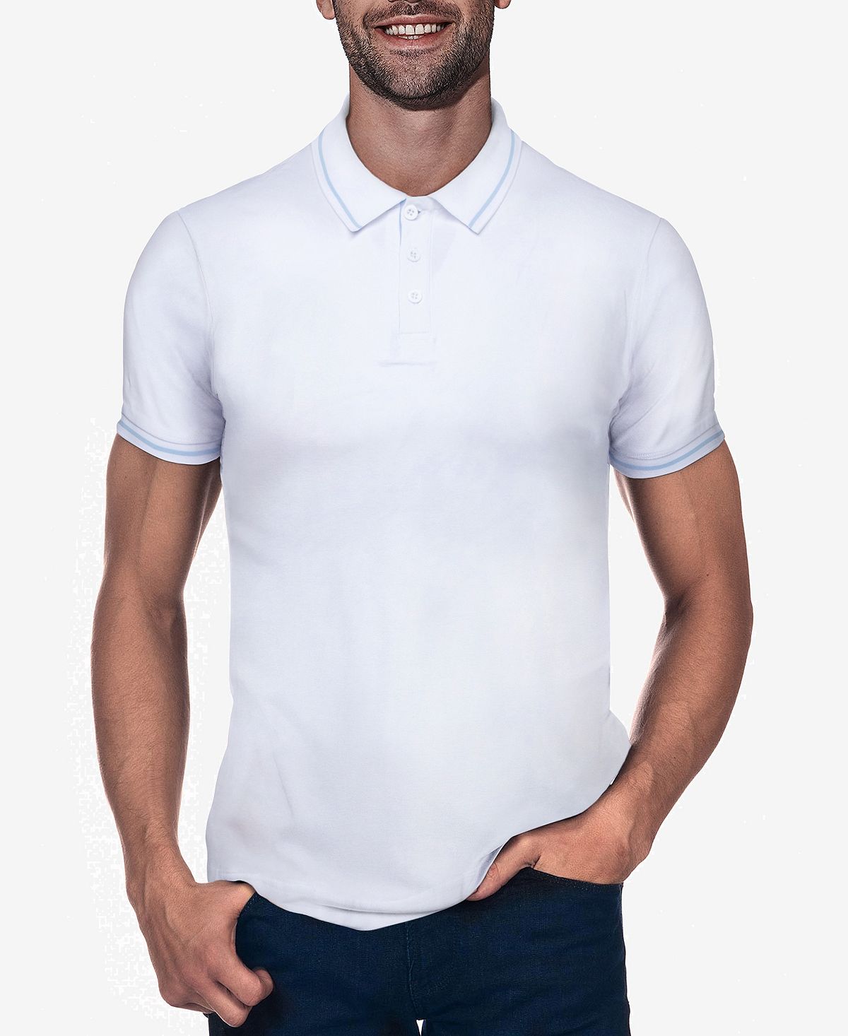 Мужская базовая рубашка поло в рубчик с коротким рукавом X-Ray, белый