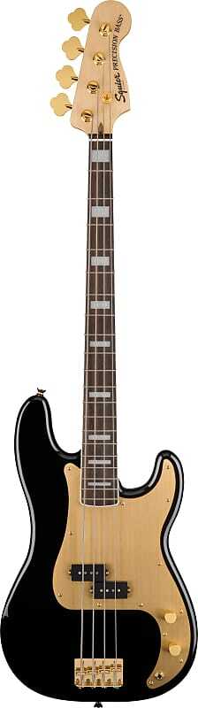 

Squier 40th Anniversary Precision Bass, Gold Edition с золотой анодированной накладкой черного цвета