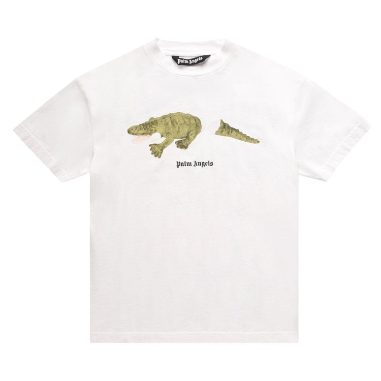 Футболка Palm Angels Croco Classic Tee 'White/Green', белый - фото