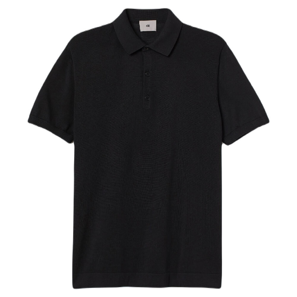 

Рубашка-поло H&M Slim Fit Silk-blend, черный