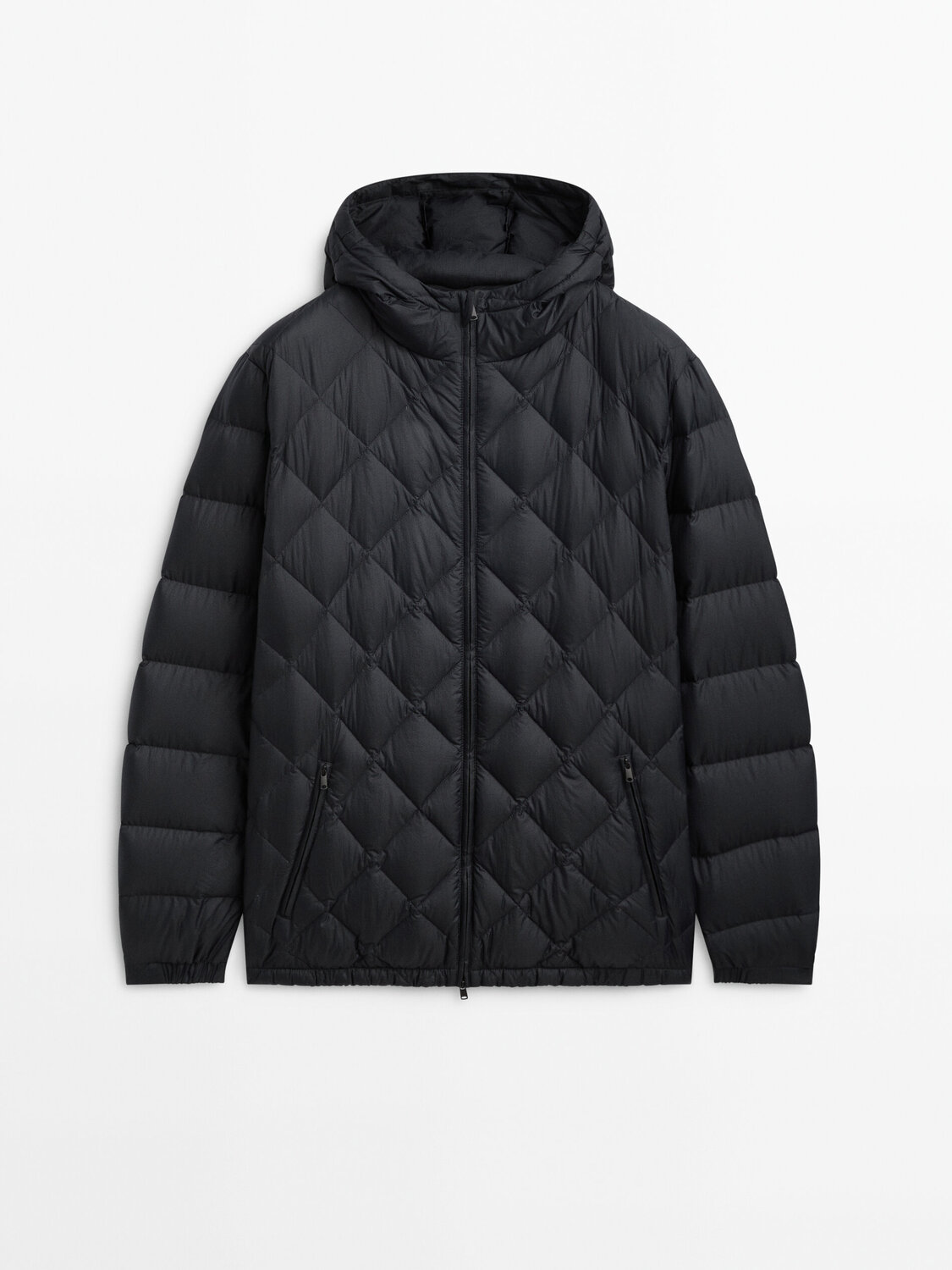 

Пуховик Massimo Dutti Extra Lightweight With Down And Feathers Padding, темно-синий