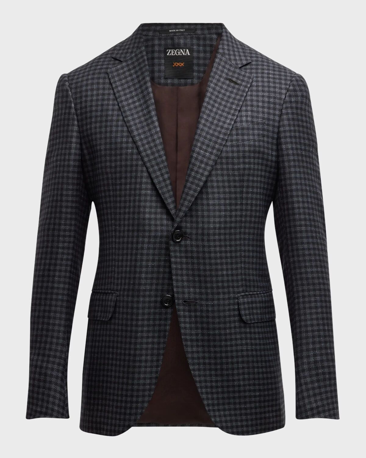 

Мужское спортивное пальто в клетку из смеси кашемира Zegna, цвет Dk Gry Ck