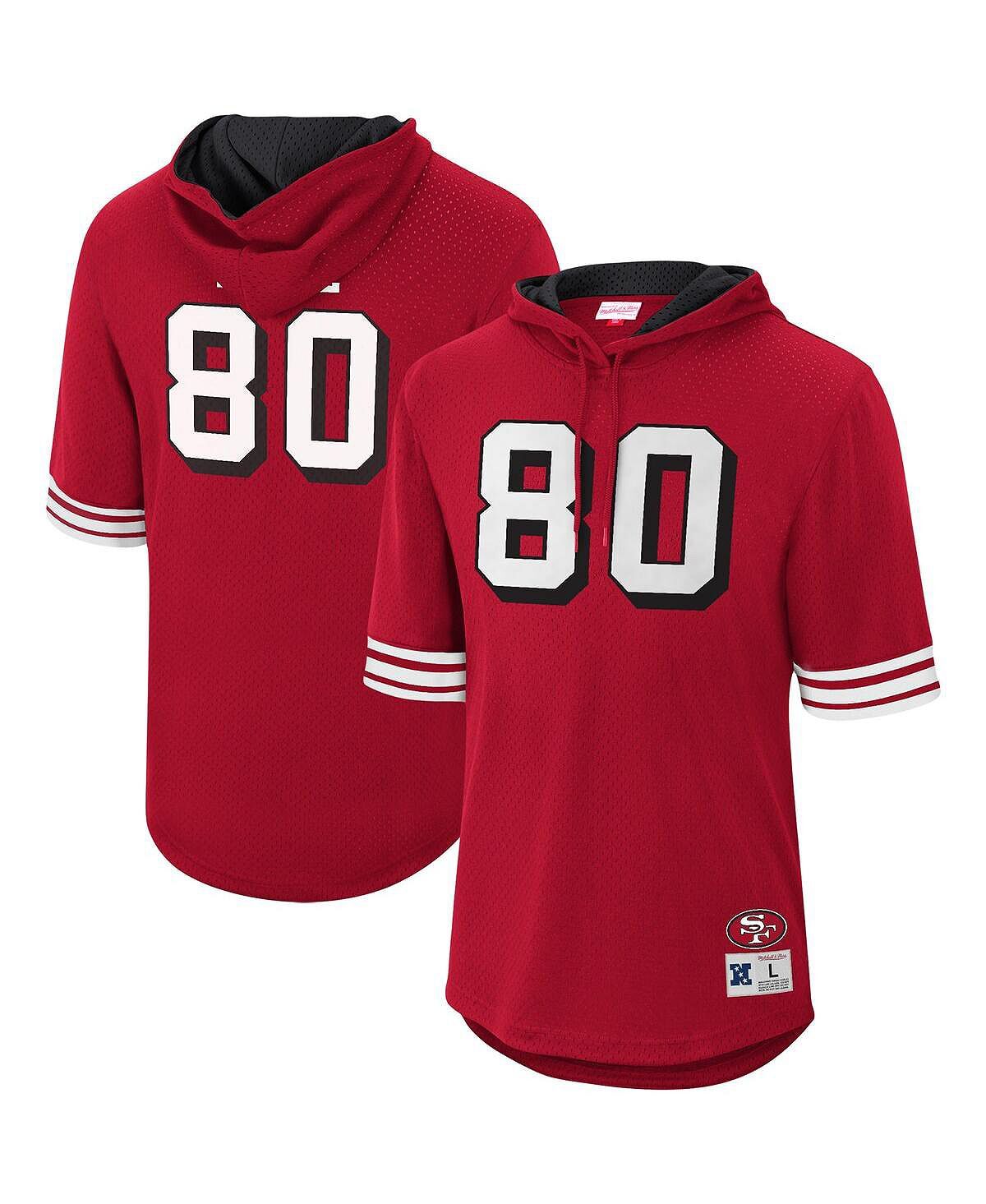

Мужская футболка с капюшоном jerry rice scarlet san francisco 49ers retired player mesh с именем и номером Mitchell & Ness