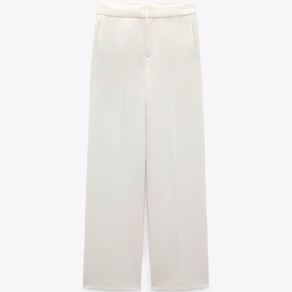 

Брюки Zara Straight Fit Minimalist, светло-бежевый
