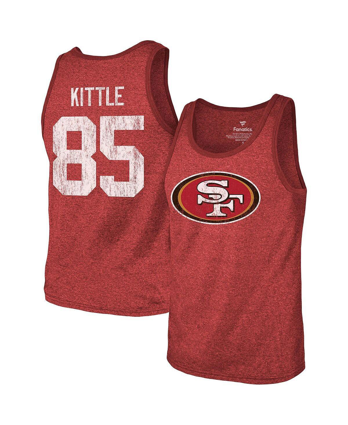 

Мужские нити george kittle scarlet san francisco 49ers name & number tri-blend tank top Majestic