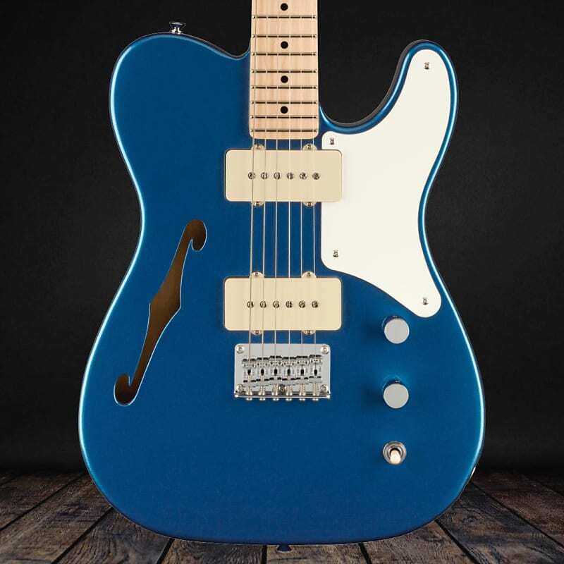 

Squier Paranormal Cabronita Telecaster Thinline, кленовый гриф, пергаментная накладка - синий цвет Лейк-Плэсид