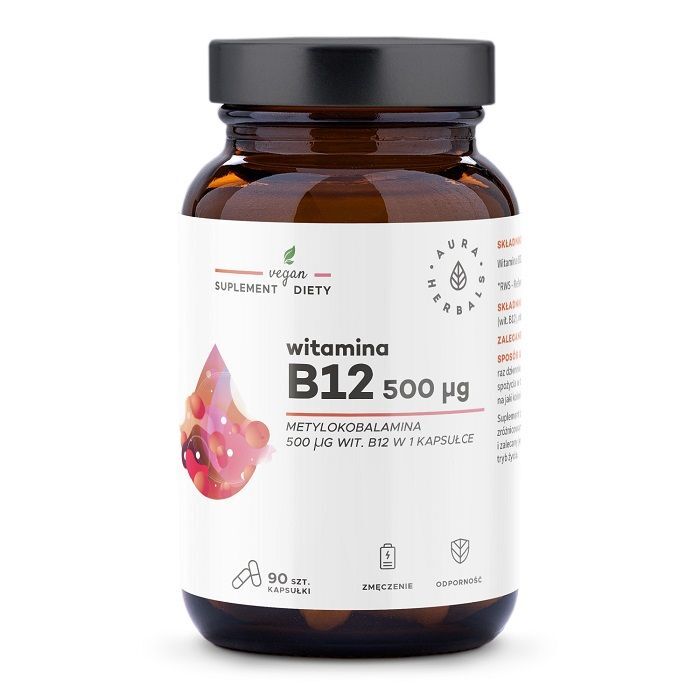 

Витамин В12 в капсулах Aura Herbals Witamina B12 500 µg Metylokobalamina, 90 шт