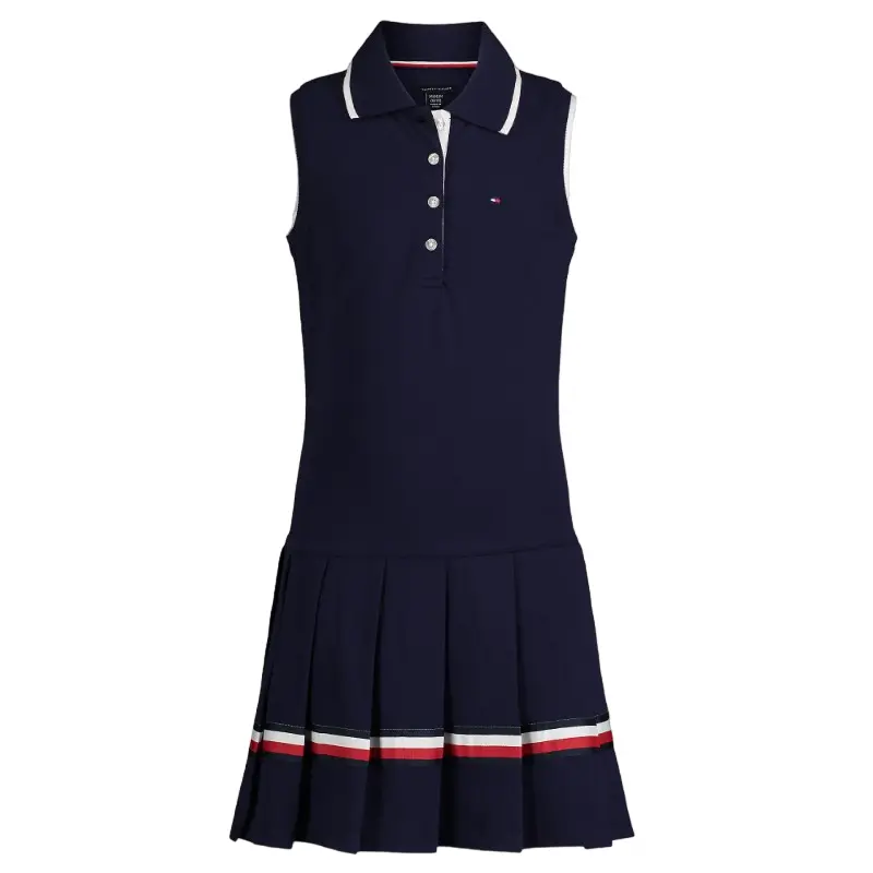 

Платье-футболка Tommy Hilfiger Big Kids' Pleated Polo, темно-синий