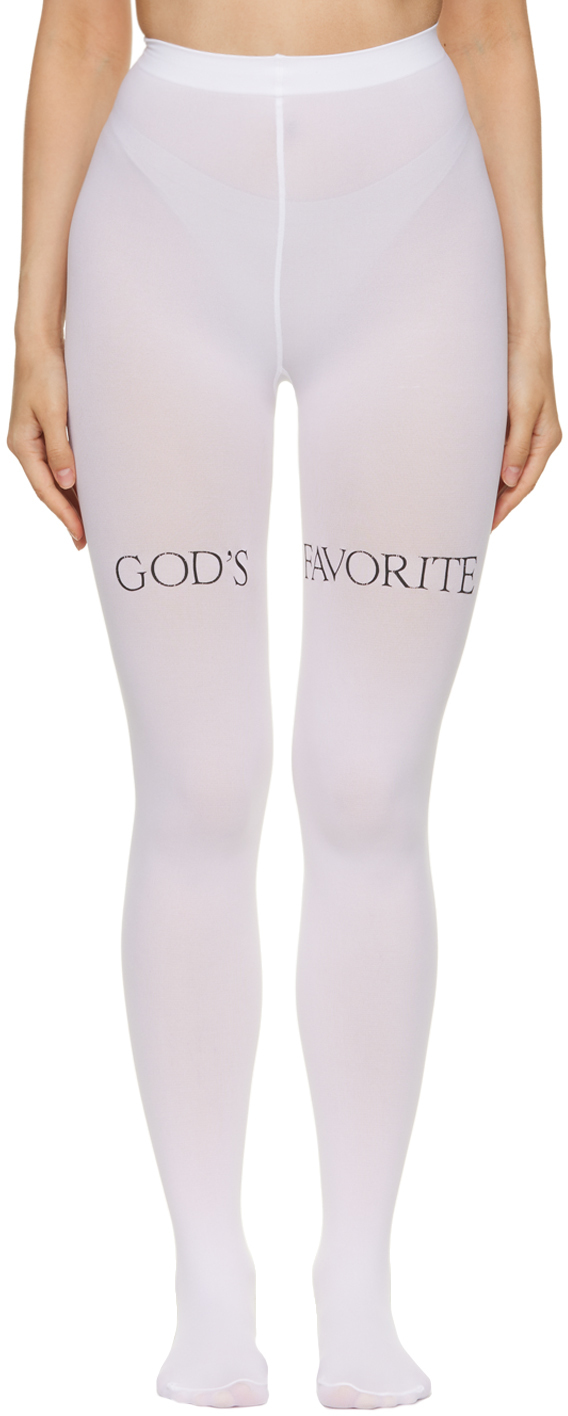 

Эксклюзивные белые колготки SSENSE 'God's Favorite' Praying