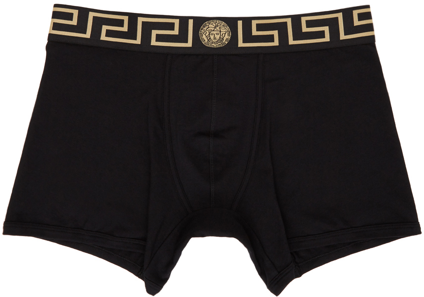 

Набор из двух черных трусов-боксеров с каймой Greca Greca Versace Underwear