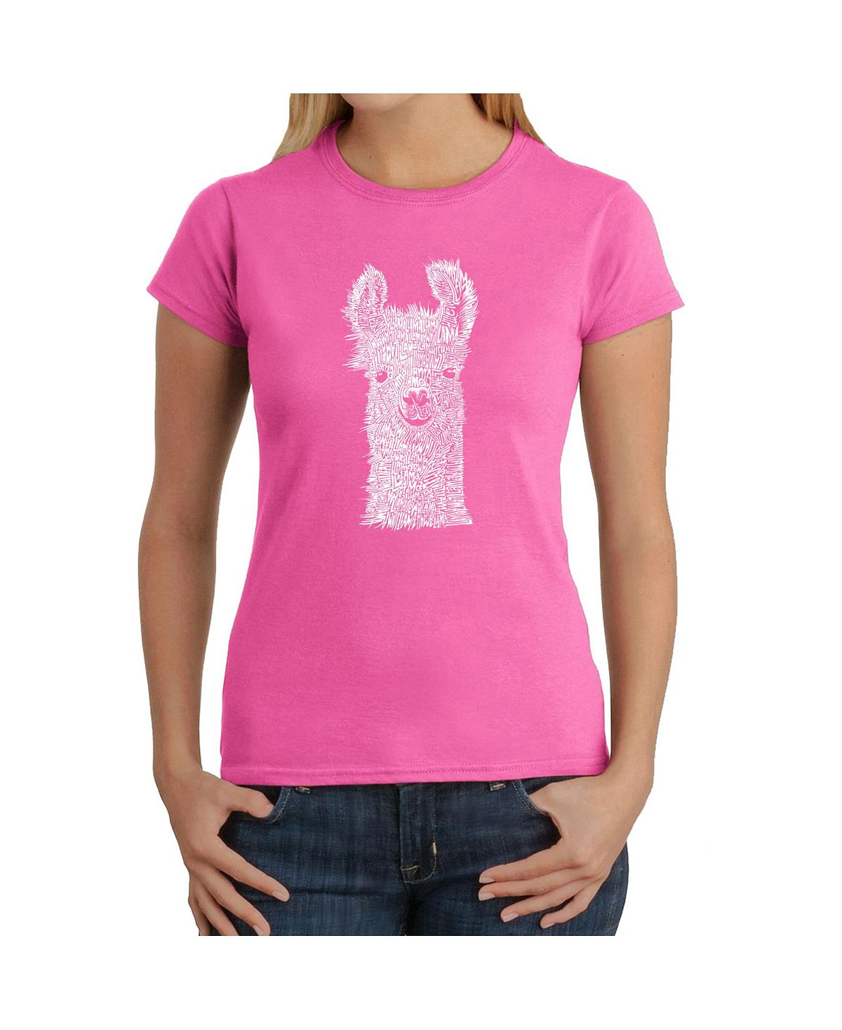 цена Женская футболка word art - лама LA Pop Art, розовый