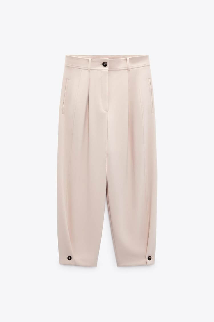 

Брюки Zara Carrot Fit With Darts Detail, бежевый