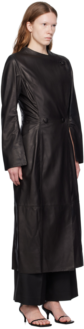 

Черное кожаное пальто Sirrena от Malene Birger by Malene Birger, Черный