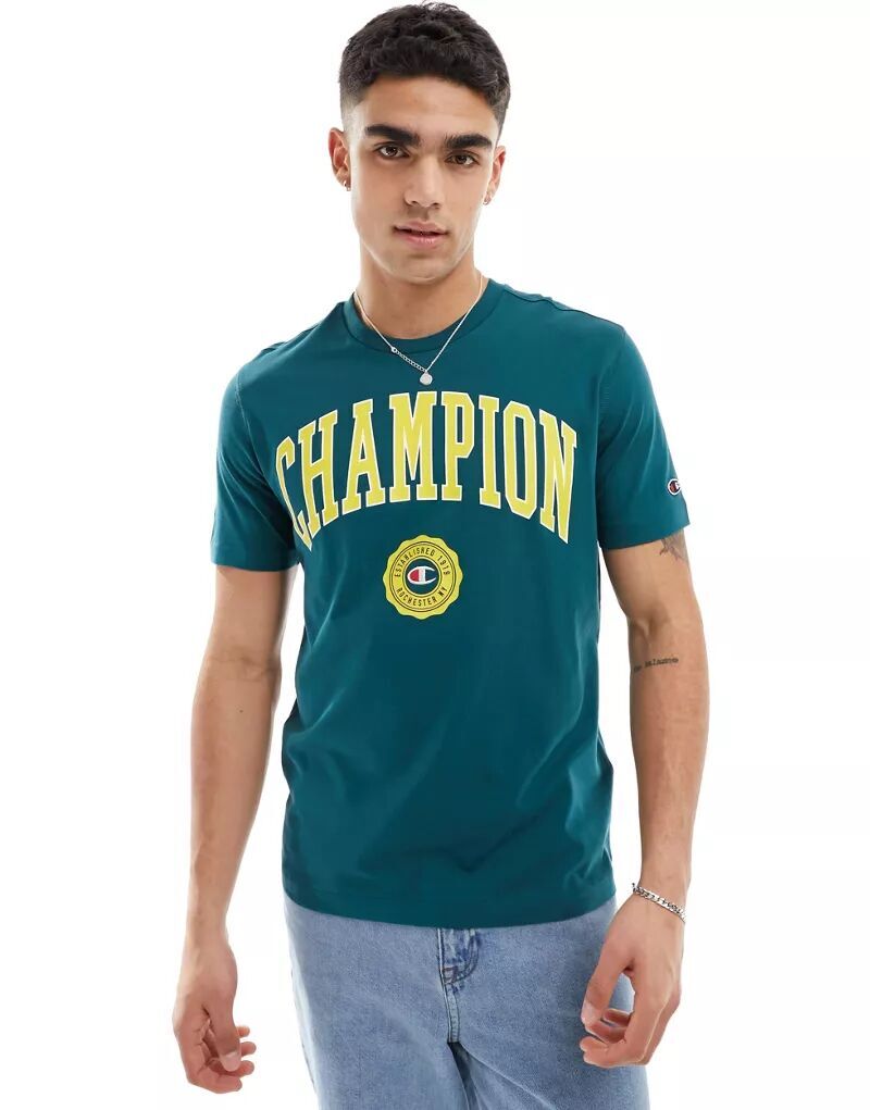 

Зеленая футболка Champion с круглым вырезом