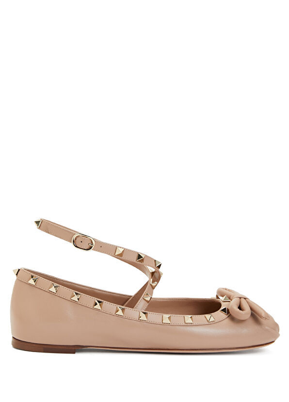 

Кожаные балетки Rockstud Valentino Garavani, бежевый