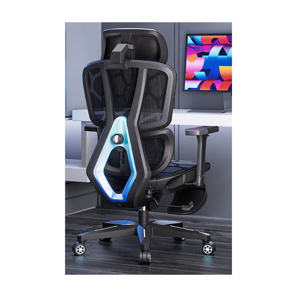 Игровое кресло AutoFull G5 Standard Edition, с подставкой для ног, черный/синий