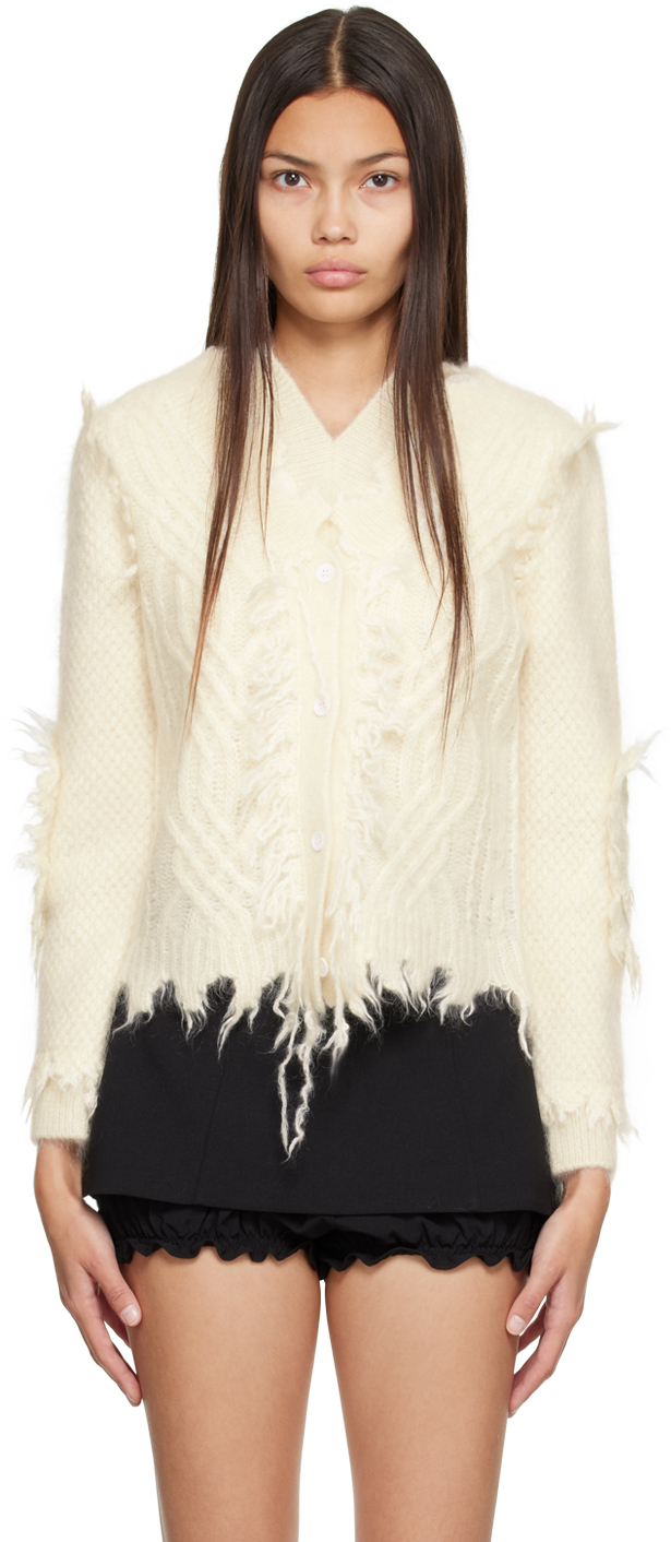 

Кардиган Off-White с эффектом потертости Shushu/Tong