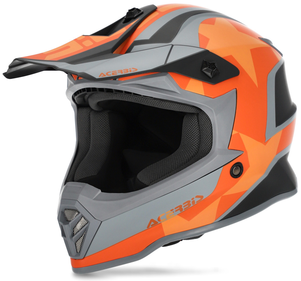 Шлем детский Acerbis Steel Stars для мотокросса, серый/оранжевый