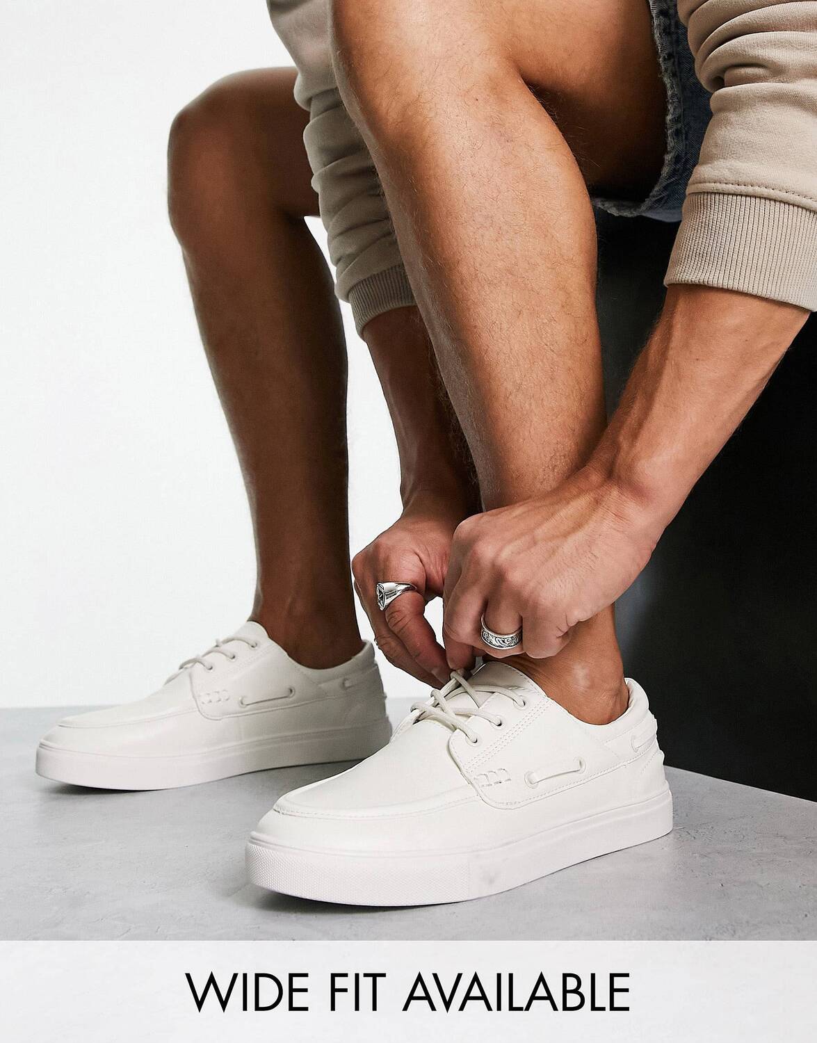 

Белые топсайдеры из искусственной кожи ASOS DESIGN, Белый