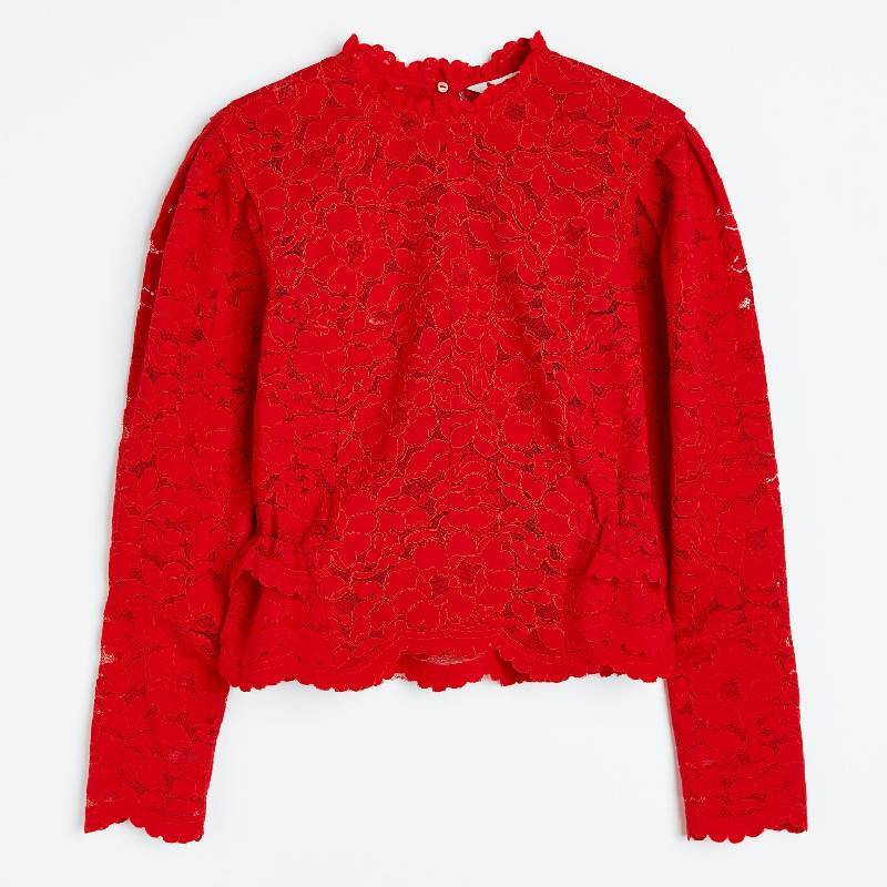 

Блузка H&M Ruffle Lace, красный