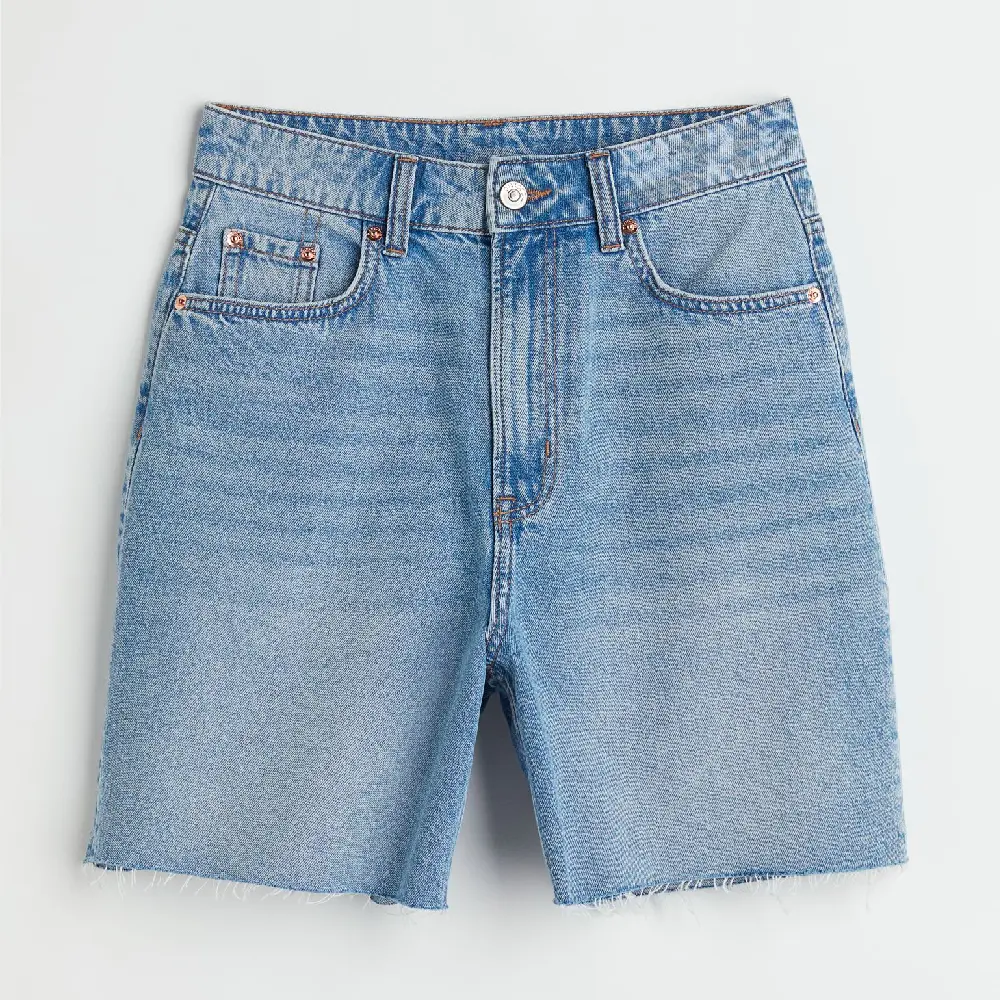

Шорты-бермуды H&M High Waist, светло-синий