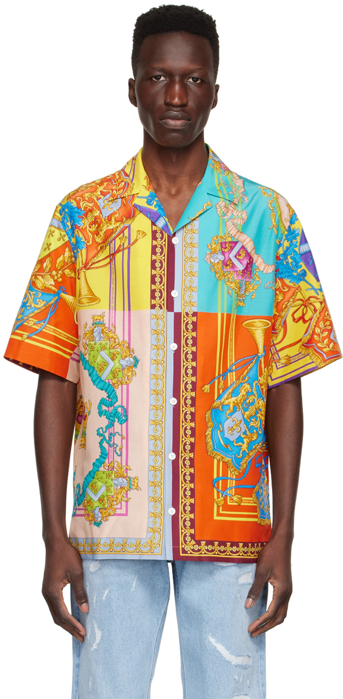 

Разноцветная шелковая рубашка Versace