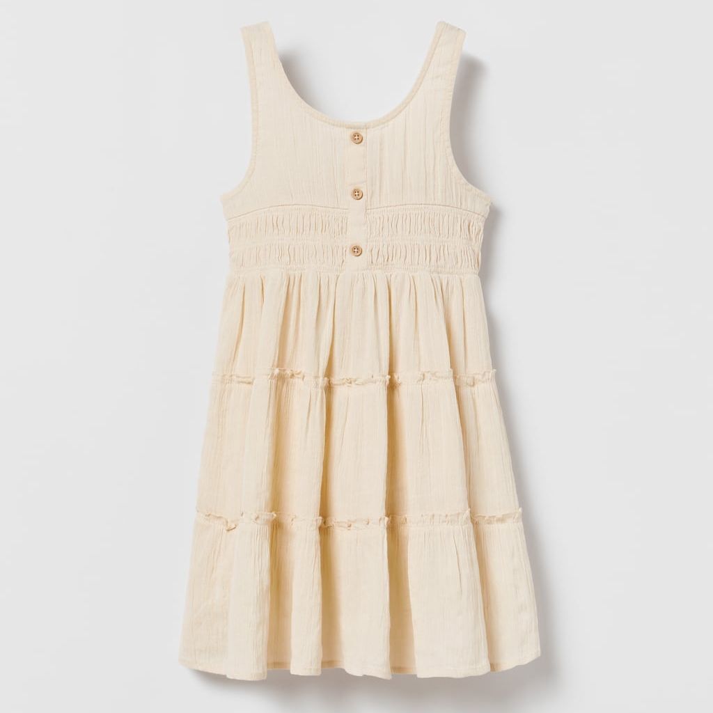 

Сарафан Zara Linen Blend Tiered, бежевый