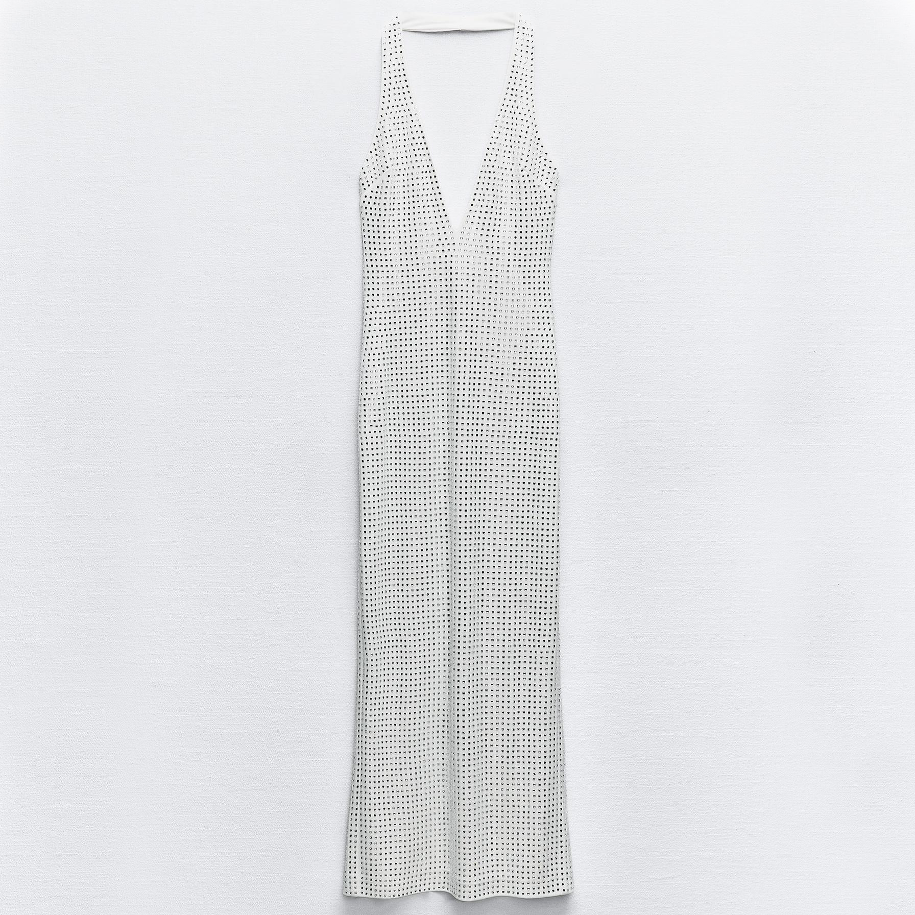Платье Zara Mirrored Halter, белый/серебристый