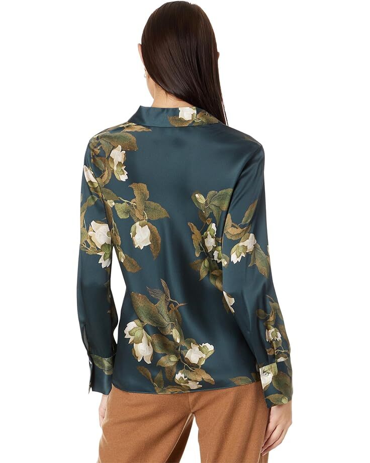 

Блуза Vince Camellia Branch Bias Long Sleeve Blouse, цвет Azurine