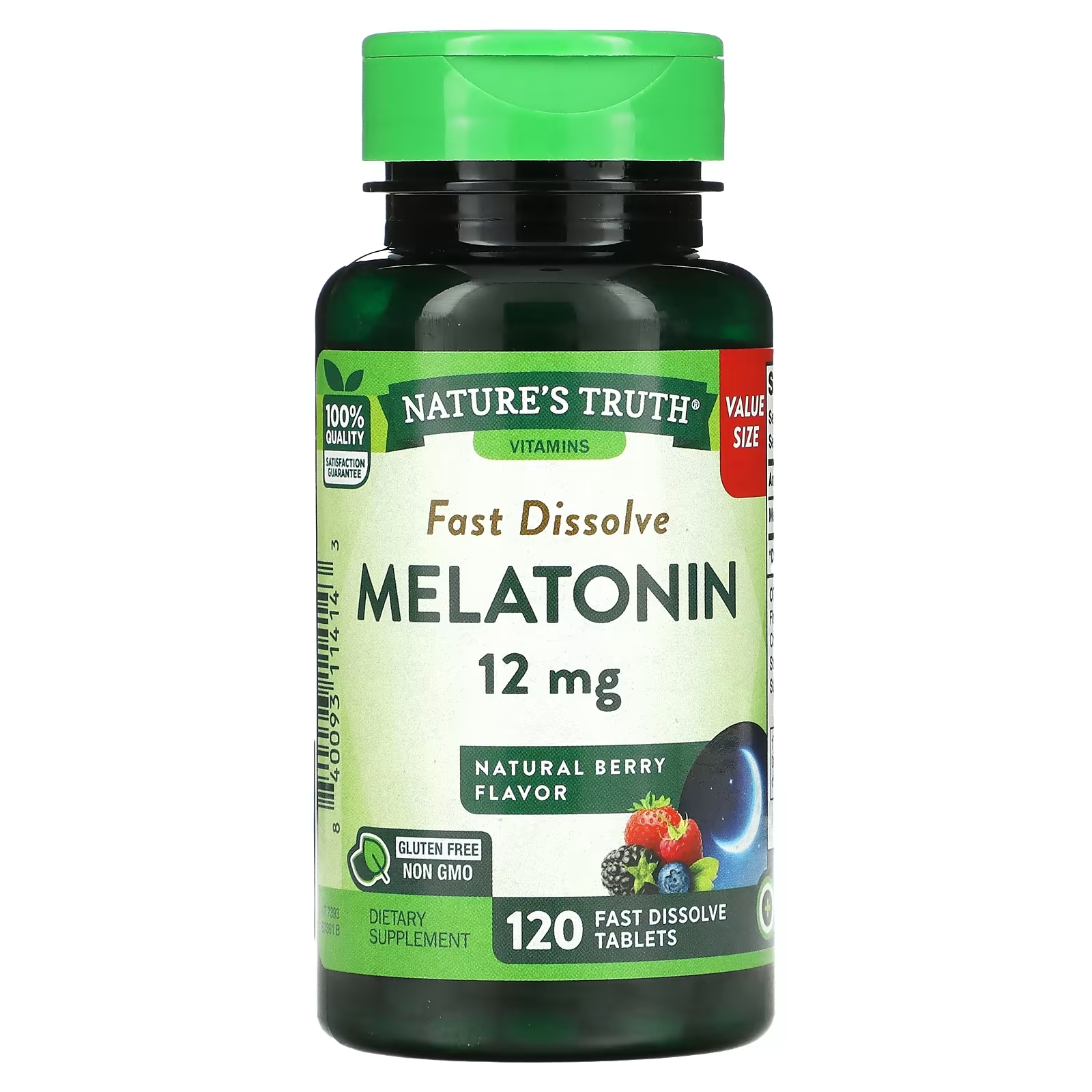 Nature's Truth Быстрорастворимый мелатонин натуральные ягоды 12 мг, 120 быстрорастворимых таблеток