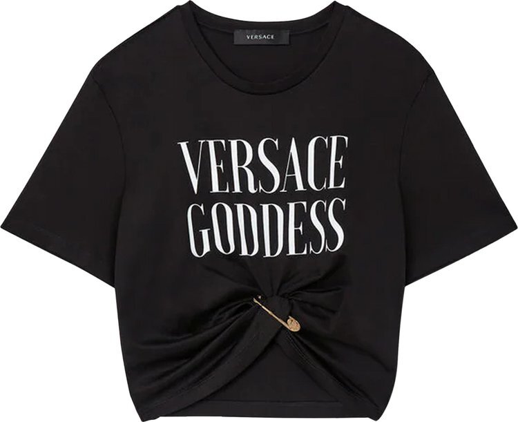 

Футболка Versace Goddess Print T-Shirt 'Black', черный