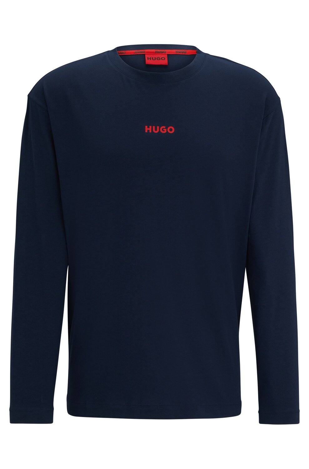 

Пижамная футболка Hugo Relaxed-fit In Stretch Cotton With Logo, темно-синий