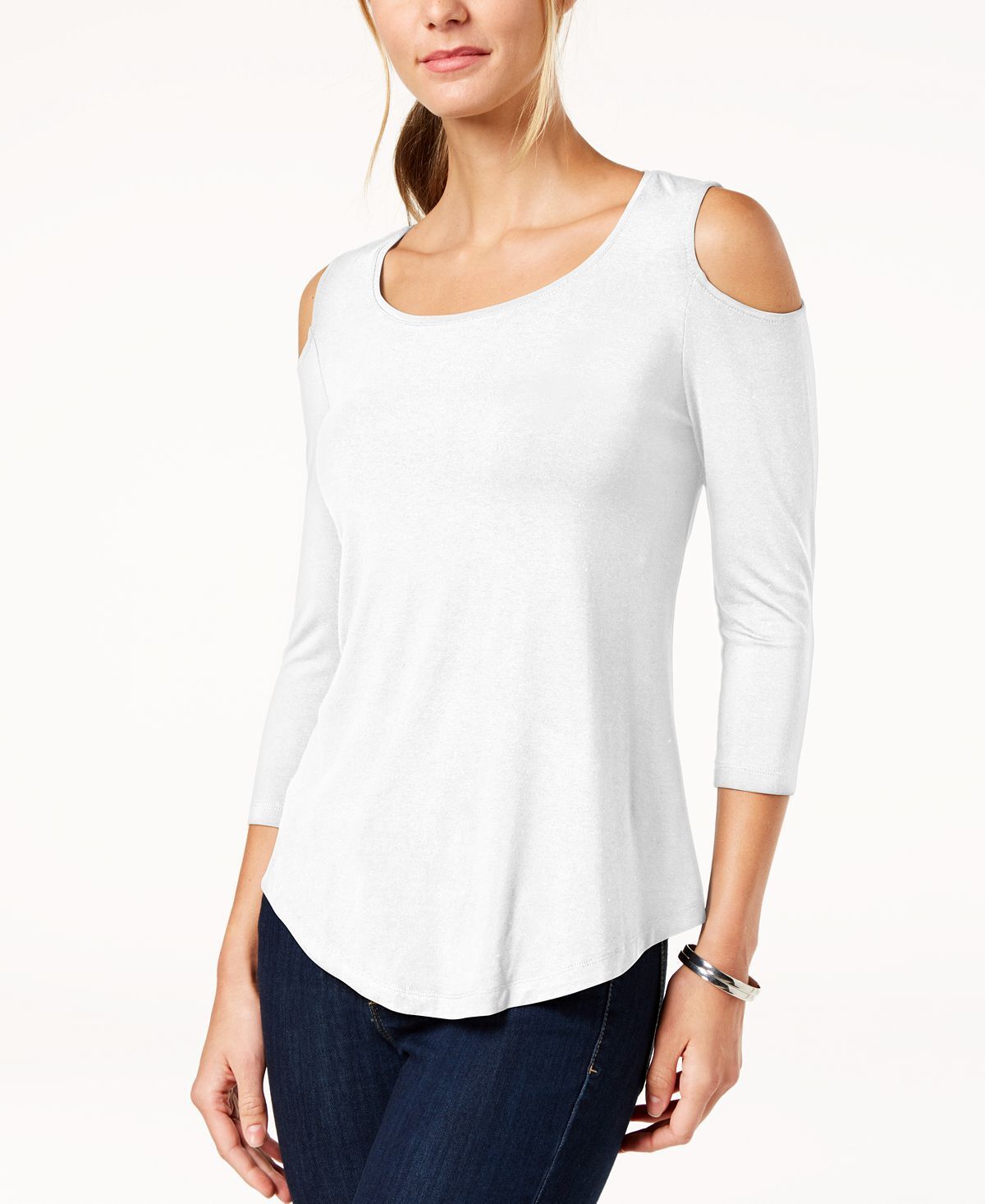 

Топ с открытыми плечами и рукавами 3/4, созданный для macy's JM Collection, белый