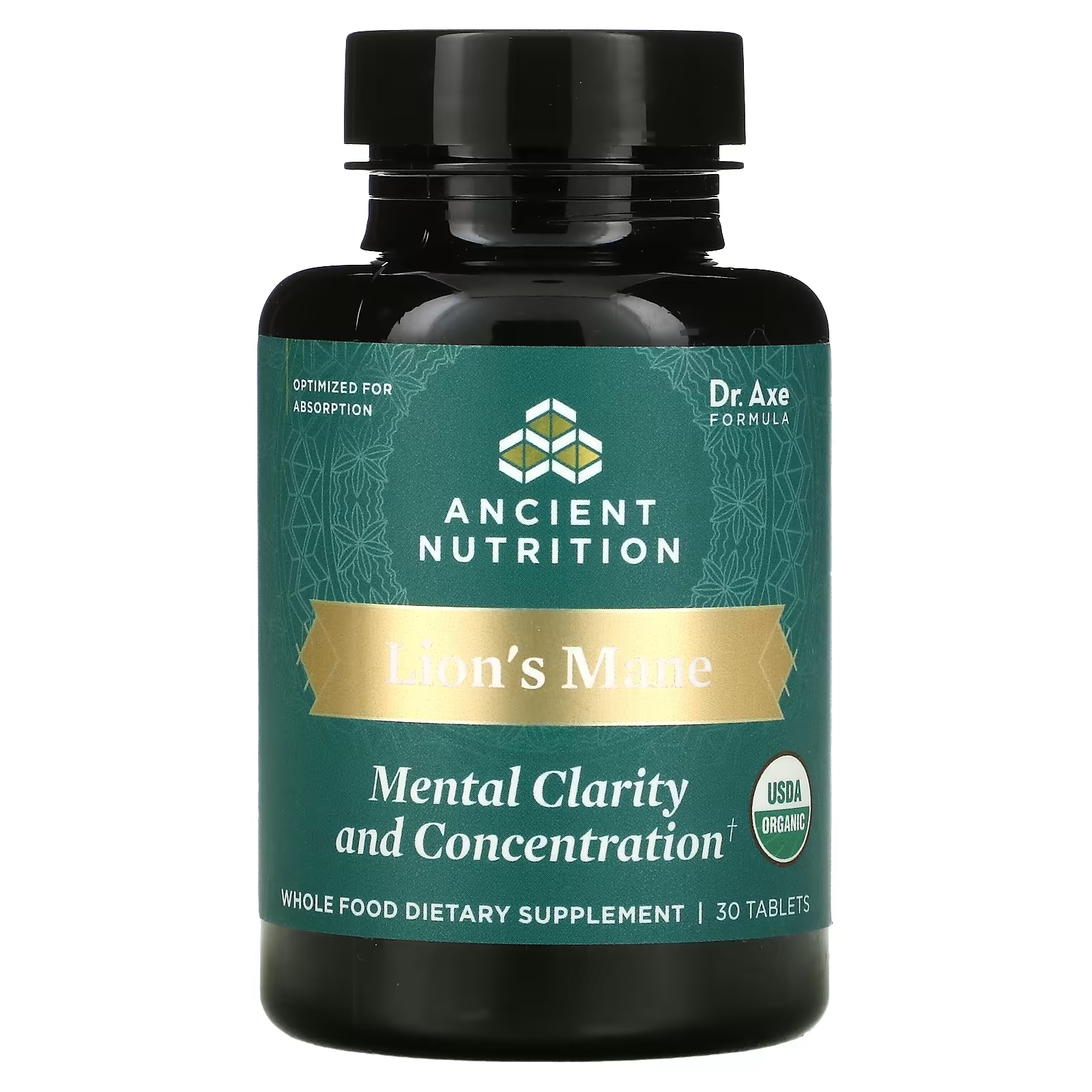 Dr. Axe Ancient Nutrition Lion's Mane ясность ума и концентрация, 30 таблеток