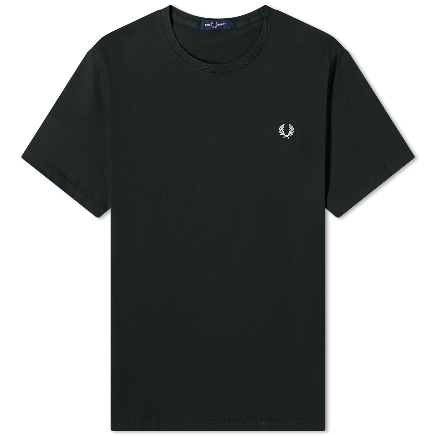 Футболка Fred Perry Logo, черно-зеленый джемпер шерстяной вязки в рубчик с вышитым логотипом fred perry цвет oatmeal