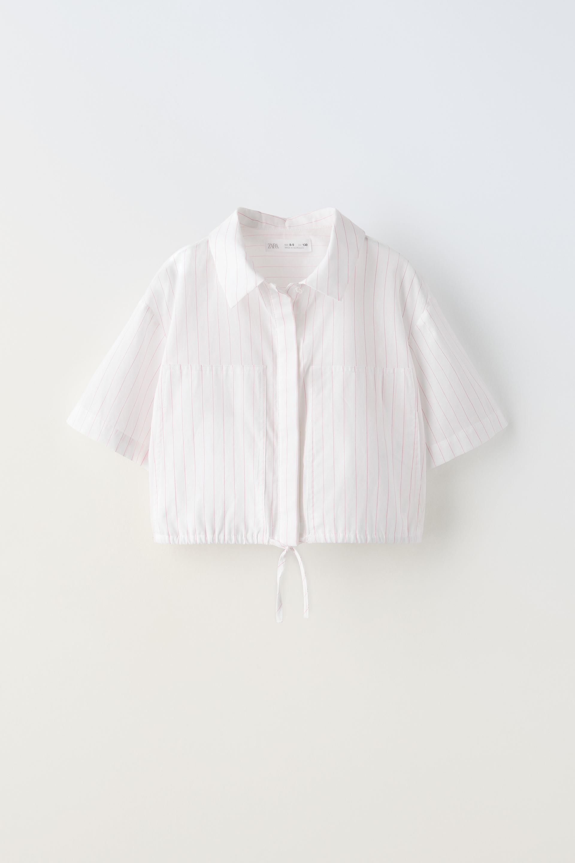 рубашка zara cropped striped розовый Рубашка Zara Striped Shirt, розовый-белый